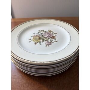 Vtg Homer‎ Laughlin Eggshell GEORGIAN Set Of 8 Gold Filigree Desert Plates 7"